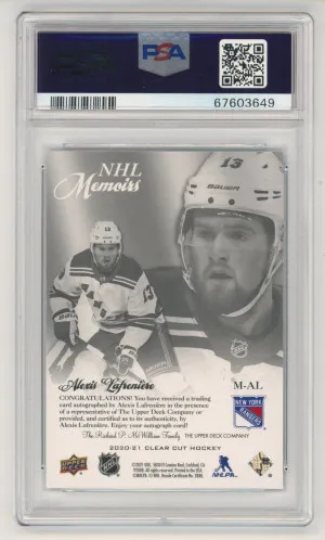 2020 UPPER DECK CLEAR CUT ALEXIS LAFRENIERE NHL MEMOIRS ROOKIE AUTO PSA 10 back