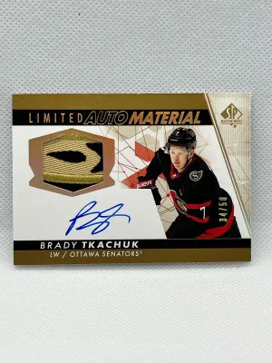 2022-23 SP Authentic BRADY TKACHUK Limited Auto Material #33 - 34/50 front