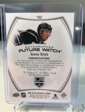 Quinton Byfield Future Watch Auto back