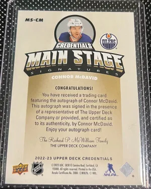 Connor McDavid Credentials Main Stage Auto /25 back