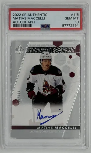 2022-23 SP Authentic Future Watch Auto Matias Maccelli /999 PSA 10 front
