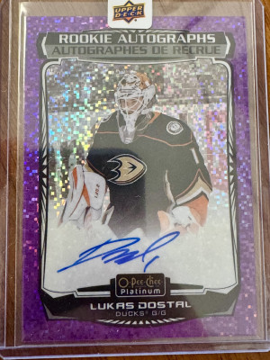 2022-23 OPC Platinum Violet Pixels Auto Lukas Dostal (Redemption) front