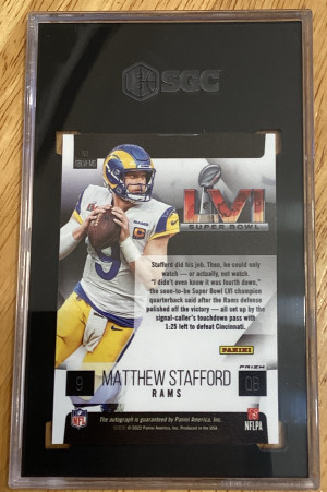 2022 Panini Matthew Stafford Super Bowl Signature SGC 9 Auto 10 back