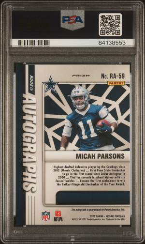 2021 Panini Mosaic Rookie Autographs Mosaic Micah Parsons Rookie Autographs Mosaic back