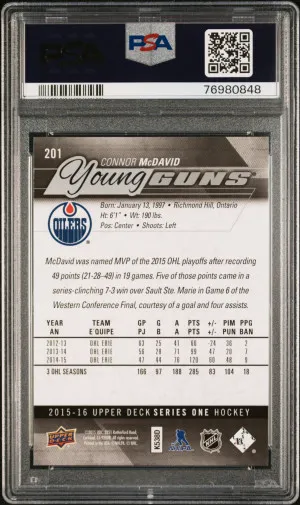 2015 Upper Deck Connor Mcdavid back