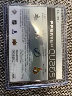 Brent Burns, Victor Hedman, P.K. Subban, And Erik Karllson Jersey Card back