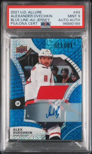 2021 Upper Deck Allure Alex Ovechkin Blue Line-Au Jersey Pop 1 front