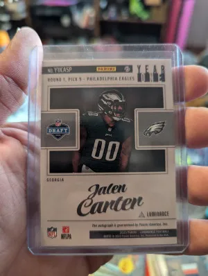 2023 Luminance Jalen Carter Year One on card auto back