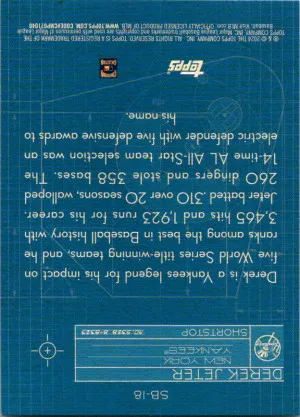 Topps Superstar Blueprint Blue Derek Jeter #SB-18 back
