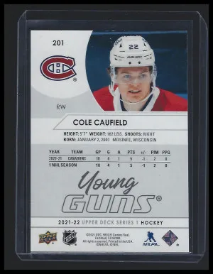 2021-22 Cole Caufield Young Guns back