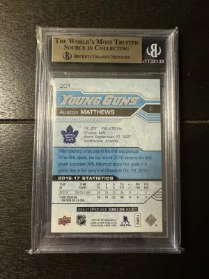 2016-17 Upper Deck Auston Matthews Young Guns RC #201 BGS 9.5 back