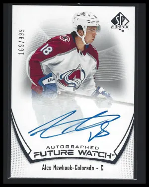 2021-22 SP Authentic Alex Newhook Future Watch Auto /999 front