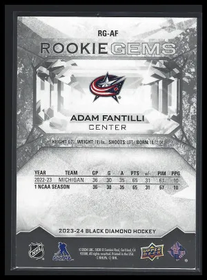 2023-24 Adam Fantilli Gems /100 Black Diamond back