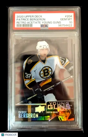 2020-21 Upper Deck #204 Retro Young Guns Acetate Patrice Bergeron PSA 10 front