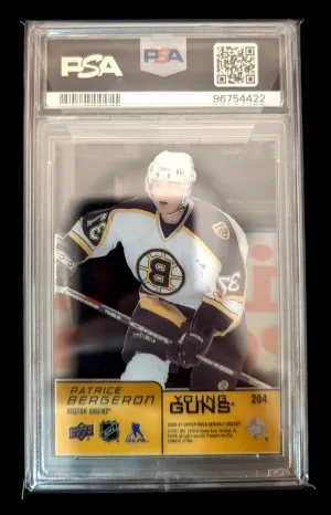 2020-21 Upper Deck #204 Retro Young Guns Acetate Patrice Bergeron PSA 10 back