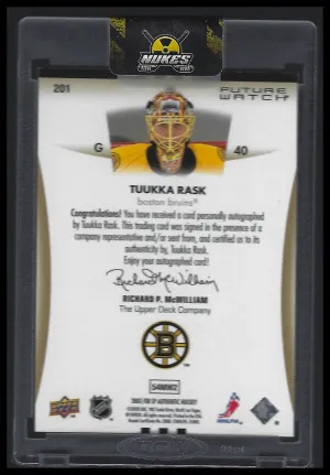 2007 SP Authentic Tuuka Rask Future Watch Auto /999 back