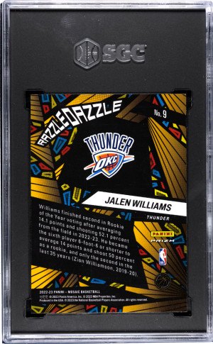 2022-23 Panini Mosaic Jalen Williams Razzle Dazzle Case Hit Rookie #9 SGC 9.5 back