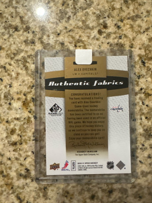 Alex Ovechkin SP Game Used Authentic Fabrics /100 back