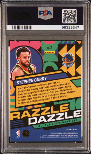 2023 Panini Mosaic Razzle Dazzle Stephen Curry Case Hit PSA 10 back