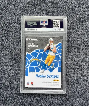 2020 Panini Mosaic Rookie Scripts Justin Herbert Silver Prizm Auto #RS4 PSA 10 back