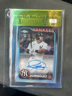 2024 Topps Chrome Jasson Dominguez Rookie Refractor Auto /499! BGS Raw 9.5/10 Auto front