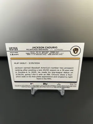 2024 Topps Update Jackson Chourio 59/74 RC Black Border Parallel SP #US155 Debut back