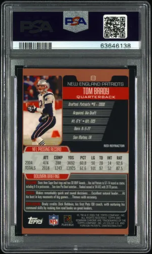 2005 Bowman Chrome Tom Brady Red Refractor back