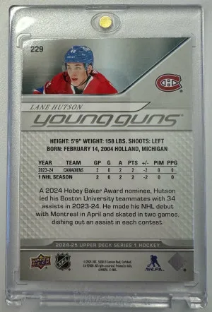 2024-25 Upper Deck Series 1 Lane Hutson Young Guns back