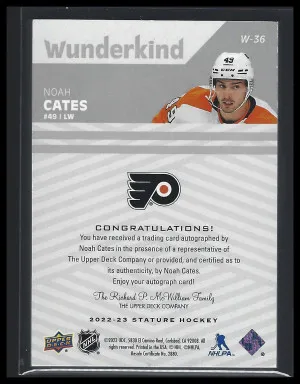 2022-23 Noah Cates Wunderkind Auto Stature back