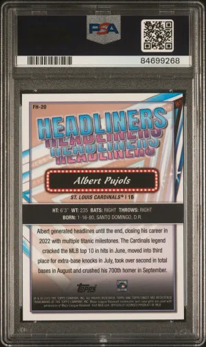 2023 Topps Finest Finest Headliners Albert Pujols Headliners-Gold back