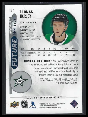 2020 SP Authentic Thomas Harley Future Watch Auto 974/999 back