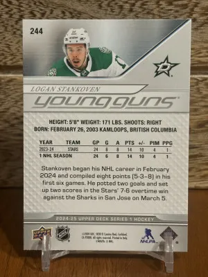 2024-25 Upper Deck #244 Young Guns - Logan Stankoven back