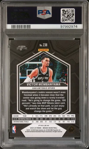 2023 Panini Mosaic Reactive Blue Victor Wembanyama #238 Rookie PSA 10 back