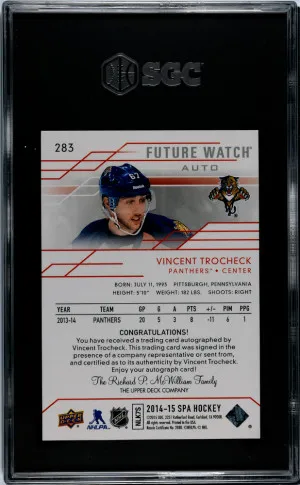 2014-15 Upper Deck SP Authentic Vincent Trocheck #283 Future Watch Auto SGC 9.5 back