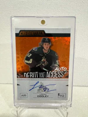2023/24 UD Credentials Debut Ticket Access Logan Cooley Auto /25 front
