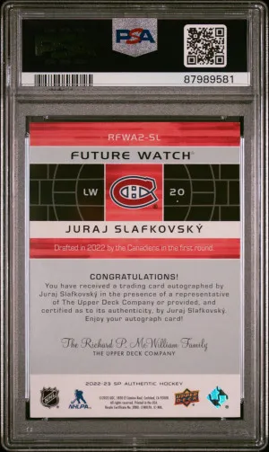 2022 Sp Authentic 2002-2003 Retro Autograph Future Watch Juraj Slafkovsky back