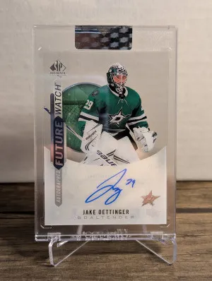 Jake Oettinger 2022-23 UD Clear Cut Autographed Future Watch Auto Tribute front