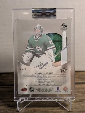 Jake Oettinger 2022-23 UD Clear Cut Autographed Future Watch Auto Tribute back