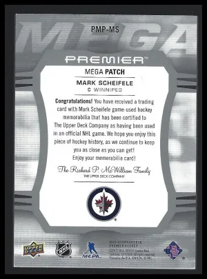 2021-22 Upper Deck Premier - Premier Mega Patch Chest Logos #PMP-MS Mark Scheifele /22 back