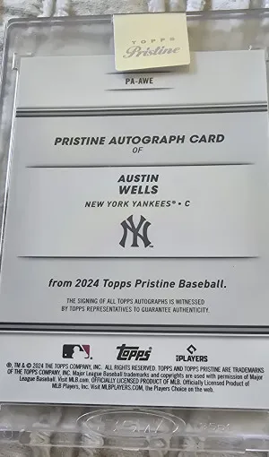2024 Topps Pristine Austin Wells Rookie Autograph back