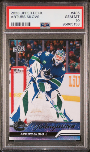 2023 Upper Deck Young Guns Arturs Silovs PSA 10 front