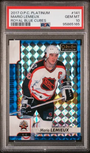 2017 O-Pee-Chee Platinum Mario Lemieux Royal Blue Cubes front