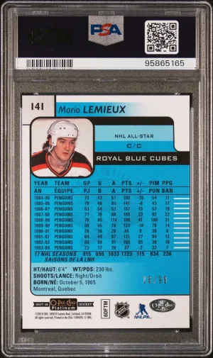 2017 O-Pee-Chee Platinum Mario Lemieux Royal Blue Cubes back