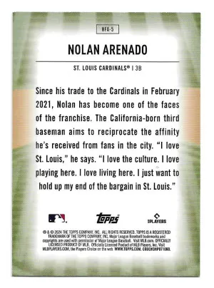 2024 Topps Home Field Advantage #HFA5 Nolan Arenado - St. Louis Cardinals (SP) *READ* back