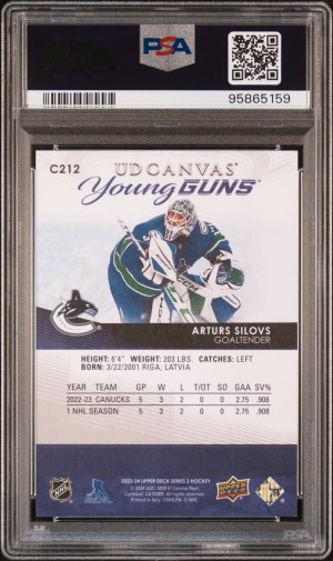 2023 Upper Deck Ud Young Guns Canvas Arturs Silovs PSA 10 back
