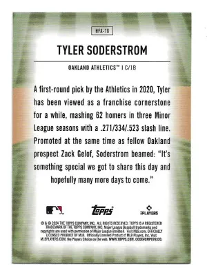 2024 Topps Home Field Advantage #HFA18 Tyler Soderstrom (RC) - Oakland Athletics back