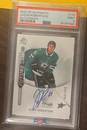 2020-21 SP Authentic Jason Robertson Future Watch Auto /999 PSA 9 front