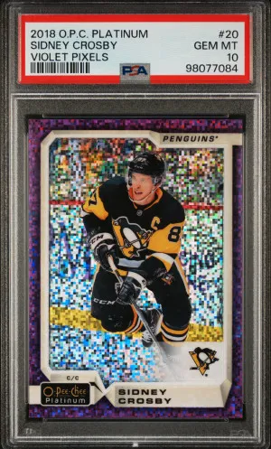 2018 O-Pee-Chee Platinum Sidney Crosby Violet Pixels PSA 10 front