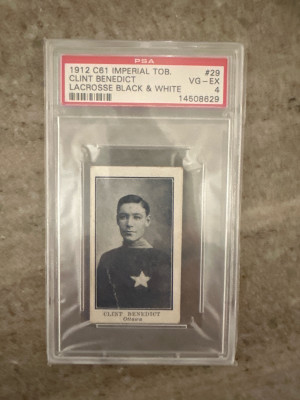 1912 C61 Imperial Tobacco Lacrosse Black & White Clint Benedict Lacrosse Black & White front