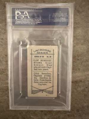 1912 C61 Imperial Tobacco Lacrosse Black & White Clint Benedict Lacrosse Black & White back